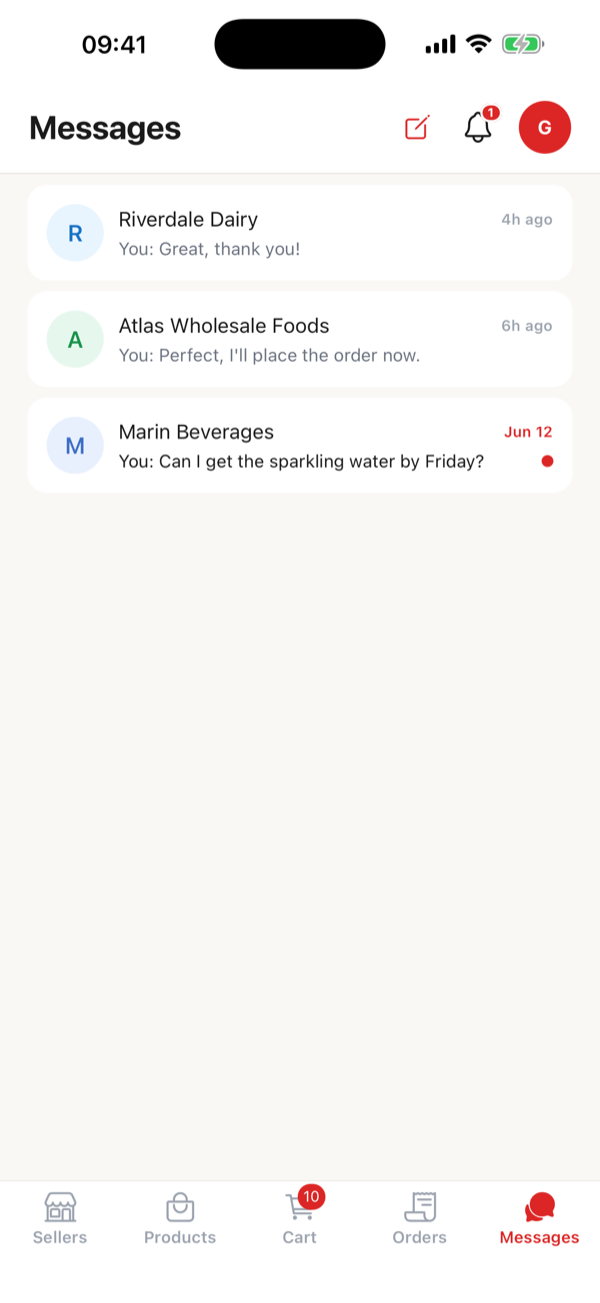 Bayim in-app messaging screen
