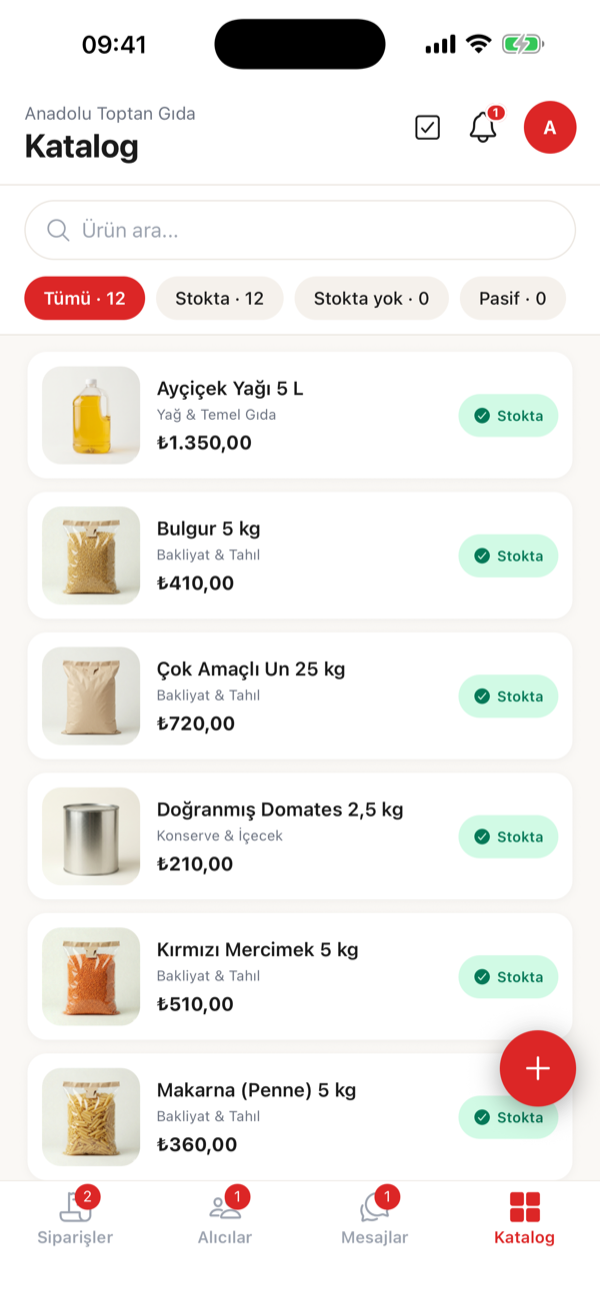 Bayim toptancı katalog ekranı